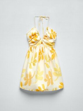 Zara Yellow Floral Halter Sundress